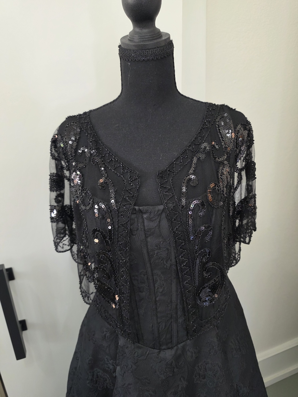 Black Beaded Sheer Shaw